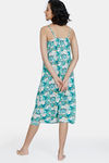 Zivame Blotched Bloom Woven Mid Length Nightdress -Florida Key — thumbnail 3